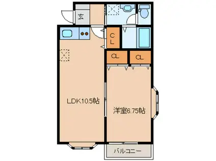 グレイス柳生(1LDK/2階)の間取り写真