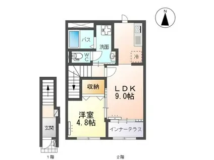 イーストコーポII(1LDK/2階)の間取り写真