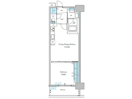 グランセジュール大国町(1LDK/3階)の間取り写真
