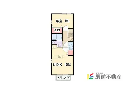 アヴニール II(1LDK/2階)の間取り写真