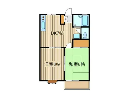 ベネフィット石神井台(2DK/1階)の間取り写真
