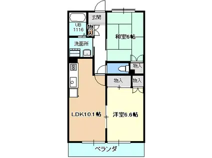 エスペランサ(2LDK/2階)の間取り写真