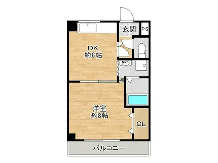 メゾンソレイユ(1DK/2階)の間取り写真