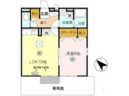 モナリエ(1LDK/1階)の間取り写真