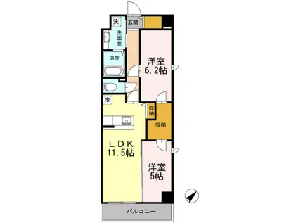 HILL FLAT OSAKI(2LDK/1階)の間取り写真