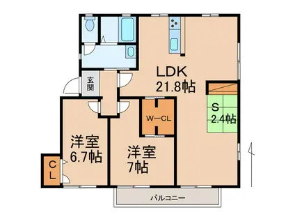 フレグランス松ヶ丘(2SLDK/2階)の間取り写真