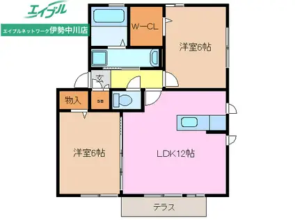 JR名松線 一志駅 徒歩9分 2階建 築14年(2LDK/2階)の間取り写真