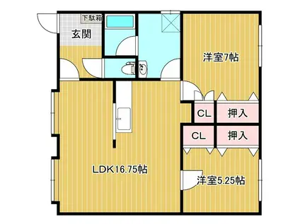 ちほく荘(2LDK/1階)の間取り写真