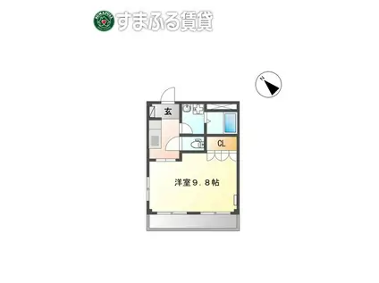 リトルビーチ(1K/2階)の間取り写真