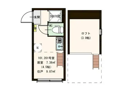 グランフィオーレ本町(ワンルーム/1階)の間取り写真