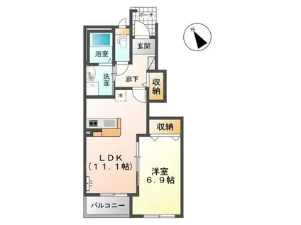 ベルデ アネックス(1LDK/1階)の間取り写真