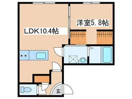 カレラ月寒 セカンド(1LDK/1階)の間取り写真