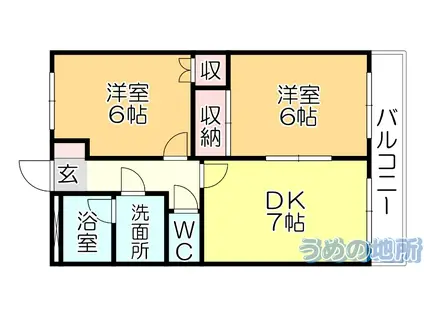 プロニティ小森野(2DK/2階)の間取り写真