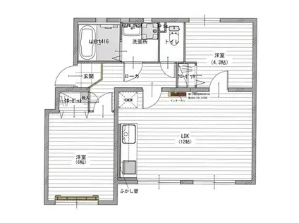 なるみグリーンコーポ(2LDK/4階)の間取り写真