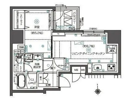 ZOOM秋葉原ノース ZOOM秋葉原ノース(1LDK/7階)の間取り写真