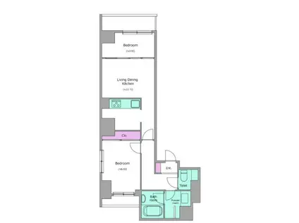 HALUWA芝公園(2LDK/2階)の間取り写真