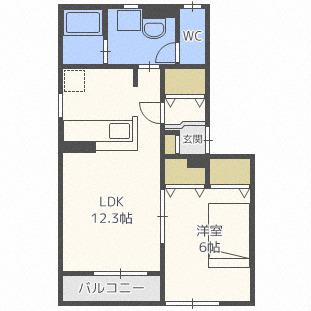 サンストリート(1LDK/1階)の間取り写真