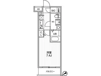 ジェノヴィア京成立石IVスカイガーデン(1K/4階)の間取り写真