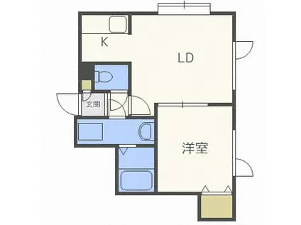 フォート・デルッシ(1LDK/2階)の間取り写真