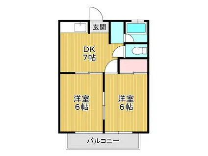 コーポ小原(2DK/2階)の間取り写真