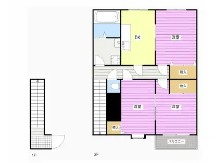 ハイステージ富塚(3DK/2階)の間取り写真