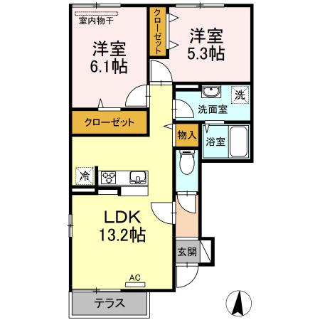 FLATS IV(2LDK/1階)の間取り写真