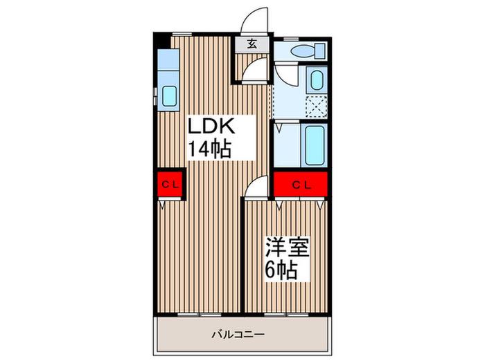 ヤマキレジデンス(1LDK/3階)の間取り写真