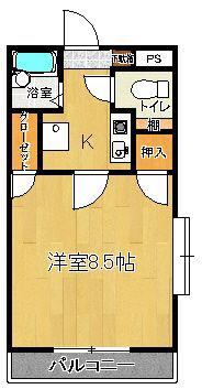ヴィラージュI(1K/3階)の間取り写真