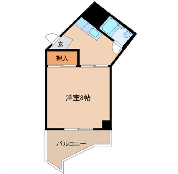 六丁の目マンション(1K/2階)の間取り写真