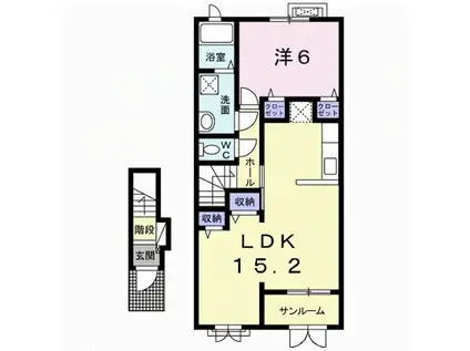 メゾンガーデンI(1LDK/2階)の間取り写真