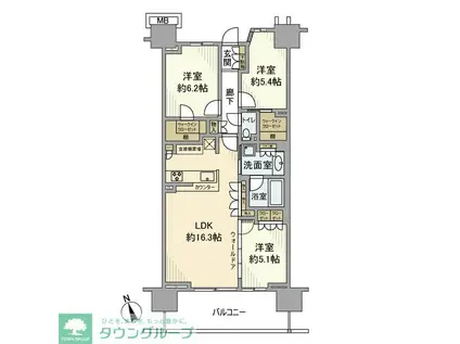 パークシティ柏の葉キャンパスサウスフロント(3LDK/11階)の間取り写真
