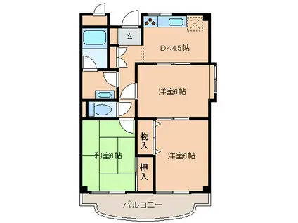新栄プロパティー泉佐野(3DK/2階)の間取り写真