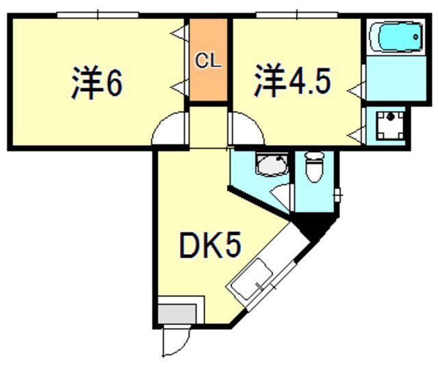 ラムール東垂水(2DK/3階)の間取り写真