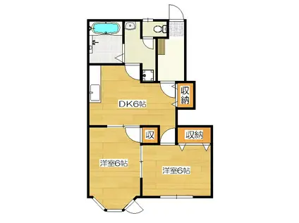 パルテールヒルズB(2DK/1階)の間取り写真