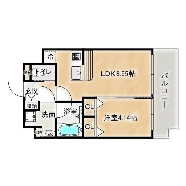 プレジオ城北(1LDK/6階)の間取り写真