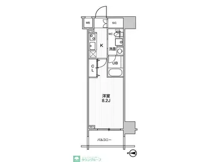 ステージグランデ錦糸町II(1K/2階)の間取り写真