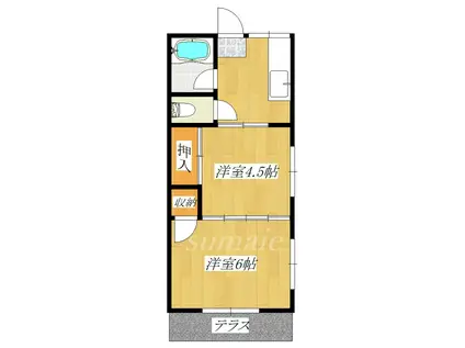 横山コーポ(2K/1階)の間取り写真