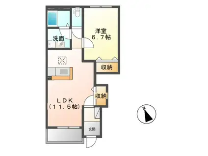 ウッドクイーン(1LDK/1階)の間取り写真