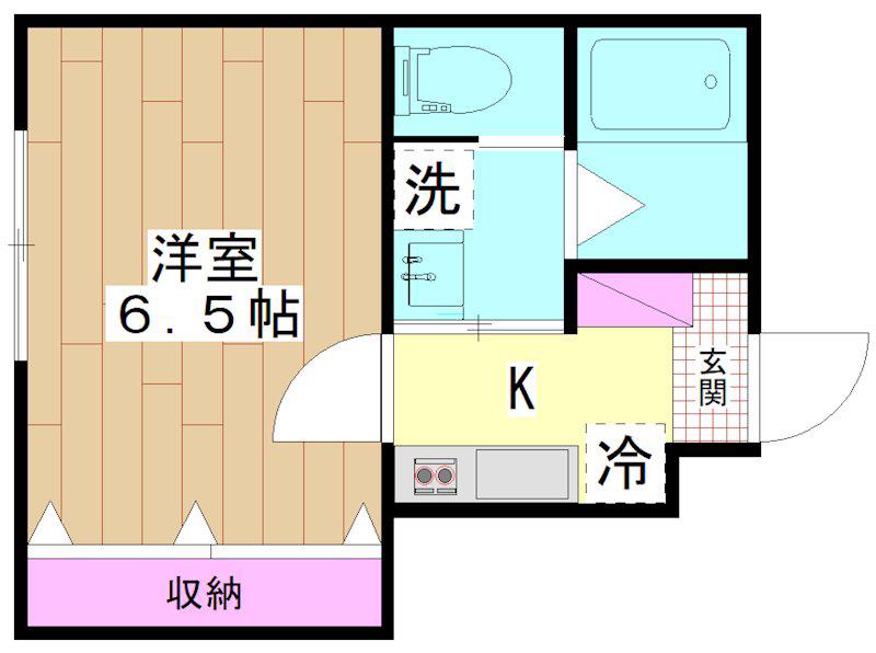 グリュック2(1K/1階)の間取り写真