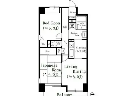 グリーンコート(2LDK/8階)の間取り写真