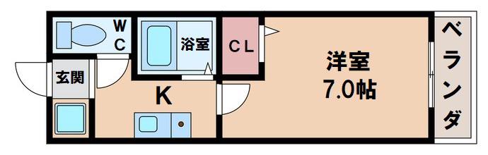 マンションウイング(1K/4階)の間取り写真