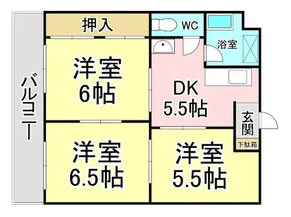 フィオーレ大里(3DK/3階)の間取り写真