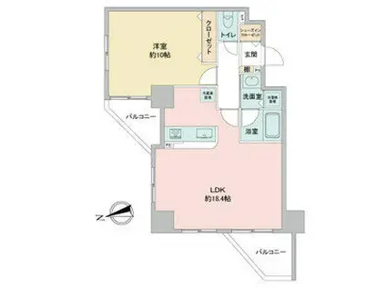 さくらHILLSリバーサイドウエスト(1LDK/4階)の間取り写真