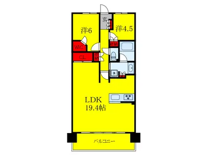 ザ・ガーデンズ東京王子 A棟(2LDK/9階)の間取り写真