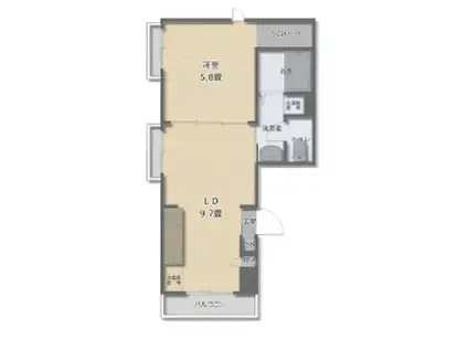 SUN ROOM(1LDK/3階)の間取り写真