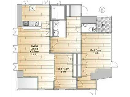 第二栄晃ビル(2LDK/5階)の間取り写真