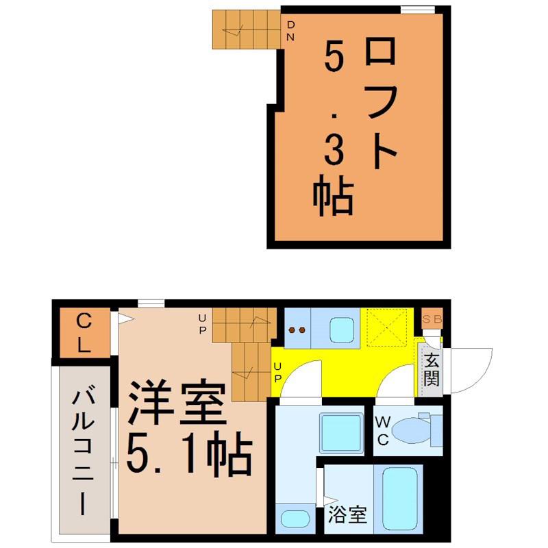 ハーモニーテラス野並VIII(1SK/1階)の間取り写真