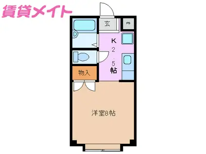 グリーンハウス(1K/1階)の間取り写真