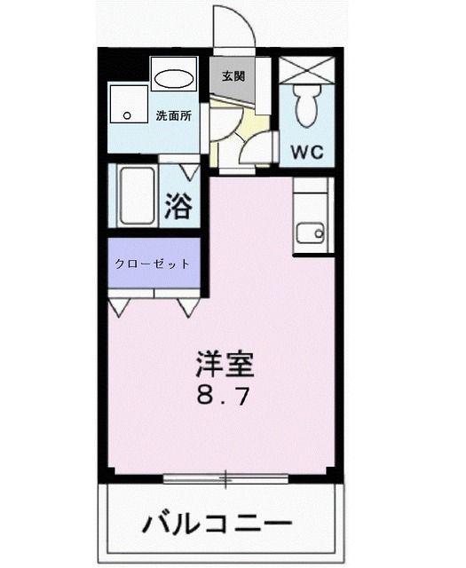 エヴァーグリーン(ワンルーム/2階)の間取り写真