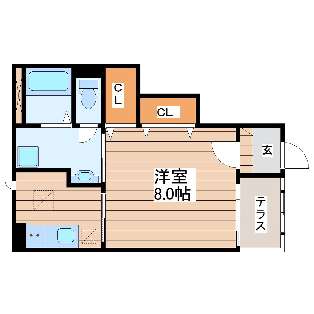 クレストール泉中央(1K/1階)の間取り写真